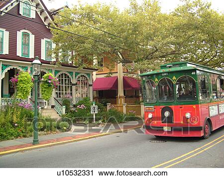 Cape May, NJ, New Jersey, Historic District, John E. Craig House, Bed & Breakfast, guest houses, sightseeing trolley bus View Large Photo Image Stock Image - Cape May, NJ, New Jersey, Historic District, John E. Craig House, Bed & Breakfast, guest houses, sightseeing trolley bus. Fotosearch