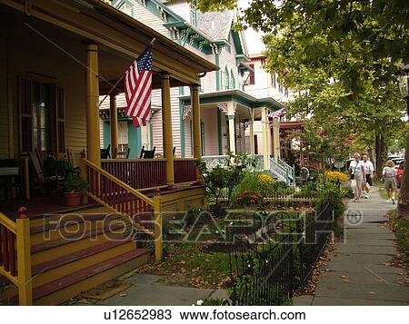 Stock Image -  Cape May, NJ, New Jersey, Historic District, guest houses. Fotosearch