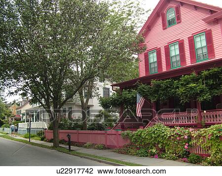 Stock Image -  Cape May, NJ, New Jersey, Historic District, guest houses. Fotosearch