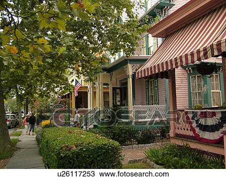 Stock Image -  Cape May, NJ, New Jersey, Historic District, The Linda Lee Country Victorian Bed & Breakfast, guest houses. Fotosearch