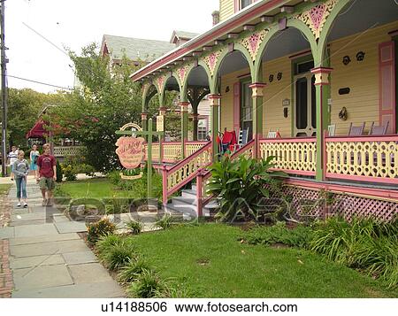 Stock Photograph -  Cape May, NJ, New Jersey, Historic District, Ashley Rose Bed & Breakfast, guest houses. Fotosearch