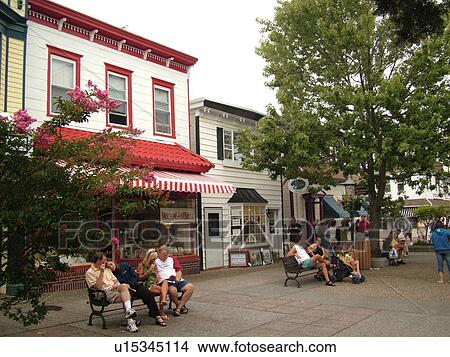 Picture -  Cape May, NJ, New Jersey, Washington Street Mall, shopping. Fotosearch
