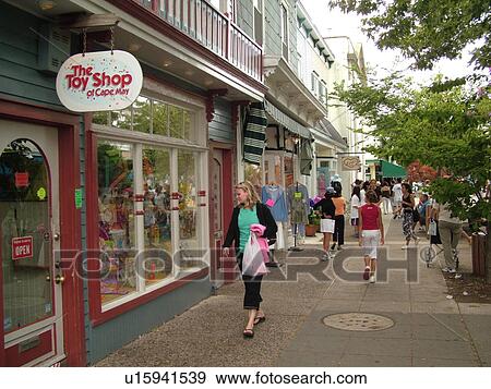 Stock Photo -  Cape May, NJ, New Jersey, Washington Street Mall, shopping. Fotosearch