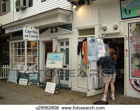 Stock Photo -  Cape May, NJ, New Jersey, Washington Street Mall, shopping. Fotosearch