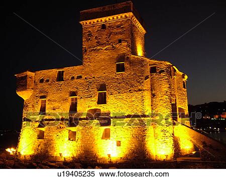 castle, Italy, Liguria, Rapallo, Riviera di Levante, Ligurian Riviera, Europe, The Castle at night on the Gulf of Tigullio (Gulfo di Tigullo) in the resort town of Rapallo along the Ligurian Sea on the Ligurian Riviera. View Large Photo Image Stock Photography - castle, Italy, Liguria, Rapallo, Riviera di Levante, Ligurian Riviera, Europe, The Castle at night on the Gulf of Tigullio (Gulfo di Tigullo) in the resort town of Rapallo along the Ligurian Sea on the Ligurian Riviera.. Fotosearch