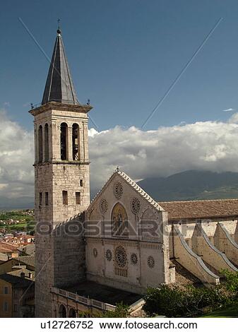 Stock Image -  cathedral, Italy, Spoleto, Umbria, Europe, The cathedral in the medieval city of Spoleto.. Fotosearch