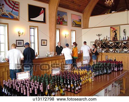 Stock Photo -  Centerport, NY, New York, Long Island, Duck Walk Vineyards, winery, interior, tasting room. Fotosearch