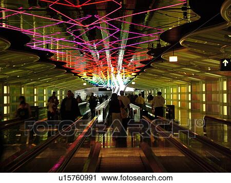 Chicago, Il, Illinois, O'Hare International airport, hub, interior, concourse, moving sidewalk View Large Photo Image Stock Image - Chicago, Il, Illinois, O'Hare International airport, hub, interior, concourse, moving sidewalk. Fotosearch