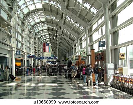 Stock Photo -  Chicago, Il, Illinois, O'Hare International airport, hub, interior, concourse. Fotosearch