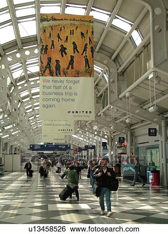 Chicago, Il, Illinois, O'Hare International airport, hub, interior, concourse View Large Photo Image Stock Photograph - Chicago, Il, Illinois, O'Hare International airport, hub, interior, concourse. Fotosearch