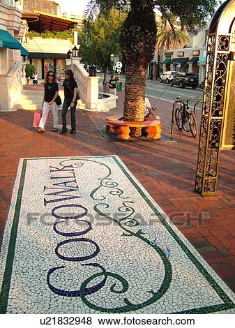 Stock Photo -  Coconut Grove, Miami, FL, Florida, CocoWalk The Village. Fotosearch