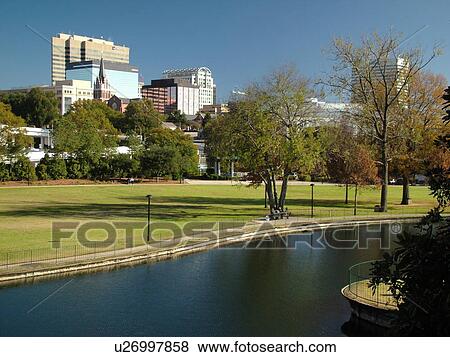 Stock Photo -  Columbia, SC, South Carolina, downtown, Finley Park in the historic Congaree Vista. Fotosearch