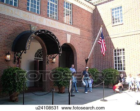 Stock Image -  Cooperstown, NY, New York, National Baseball Hall of Fame and Museum, entrance. Fotosearch