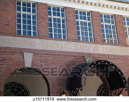Stock Photo -  Cooperstown, NY, New York, National Baseball Hall of Fame and Museum, entrance. Fotosearch