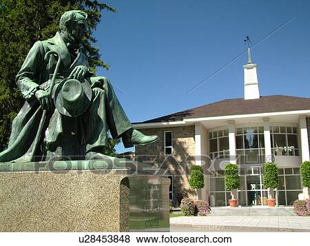 Stock Photo -  Cooperstown, NY, New York, National Baseball Hall of Fame and Museum, James Fenimore Cooper Statue. Fotosearch