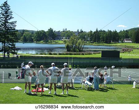 Cooperstown, NY, New York, The Ostesaga Resort Hotel, Country Club, tennis courts View Large Photo Image Picture - Cooperstown, NY, New York, The Ostesaga Resort Hotel, Country Club, tennis courts. Fotosearch