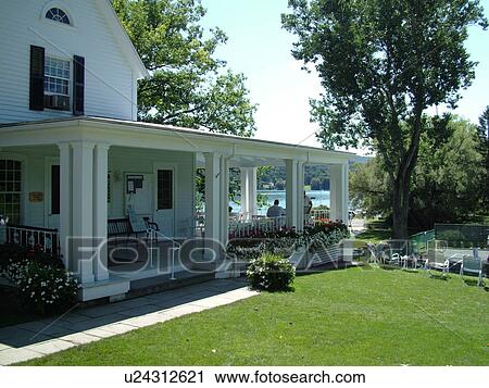 Stock Image -  Cooperstown, NY, New York, The Ostesaga Resort Hotel, Country Club, clubhouse. Fotosearch
