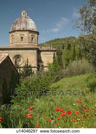 Stock Photo -  Cortona, Italy, Tuscany, Toscana, Europe, Madonna del Calcinaio church in the medieval hill town of Cortona. Fotosearch
