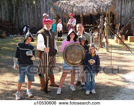 Stock Photograph -  De Soto National Memorial, FL, Florida, interpreters. Fotosearch