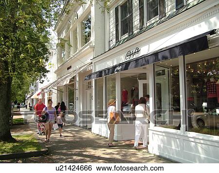 Stock Photograph -  East Hampton, NY, New York, Long Island, Historic Downtown. Fotosearch