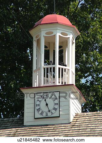 Stock Image -  Ephrata, PA, Pennsylvania, Lancaster County, Ephrata Cloister, The Academy, steeple, clock tower. Fotosearch