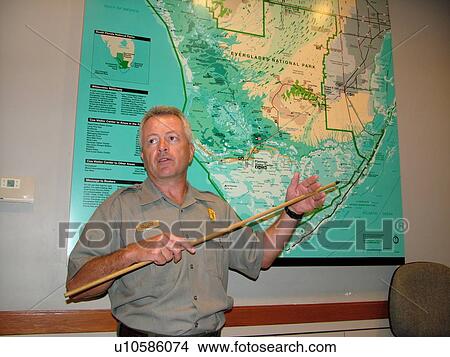 Picture -  Everglades National Park, FL, Florida, Ernest E. Coe Visitor Center, interior, Ranger talk. Fotosearch