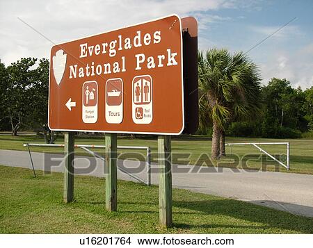 Picture -  Everglades National Park, FL, Florida, Entrance sign. Fotosearch