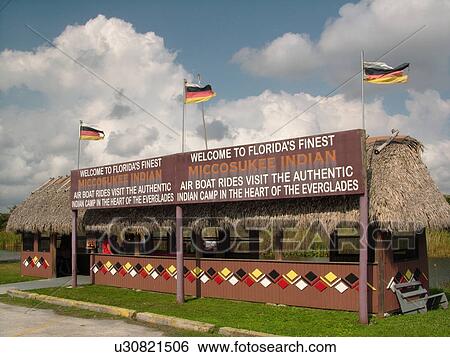 Stock Photograph -  Everglades National Park, FL, Florida, Miccosukee Indian Village, Air Boat Rides. Fotosearch