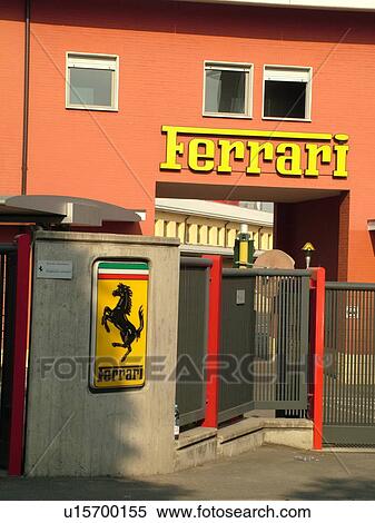 Stock Photography -  Ferrari, Italy, Emilia-Romagna, Maranello, Europe, Ferrari Factory in the town of Maranello.. Fotosearch