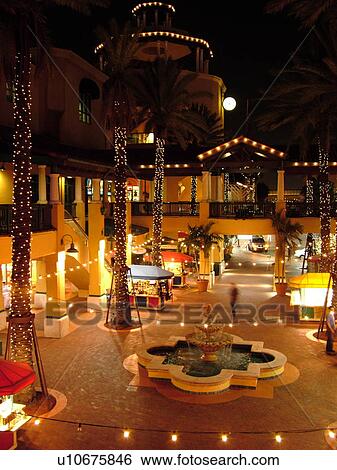 Stock Photograph -  Fort Lauderdale, FL, Florida, Las Olas Riverfront Marketplace, evening. Fotosearch