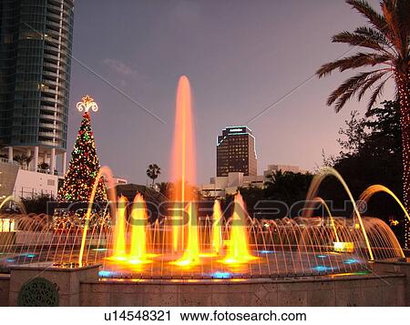 Fort Lauderdale, FL, Florida, downtown, Bubier Park, Musical Fountain, Christmas Tree, evening View Large Photo Image Stock Image - Fort Lauderdale, FL, Florida, downtown, Bubier Park, Musical Fountain, Christmas Tree, evening. Fotosearch