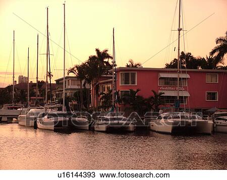 Stock Image -  Fort Lauderdale, FL, Florida, Intracoastal Waterway, sunset. Fotosearch