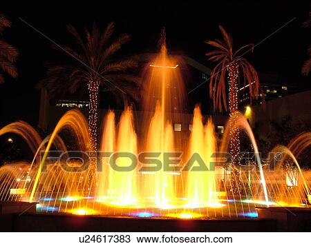 Fort Lauderdale, FL, Florida, downtown, Bubier Park, Musical Fountain, evening View Large Photo Image Stock Image - Fort Lauderdale, FL, Florida, downtown, Bubier Park, Musical Fountain, evening. Fotosearch