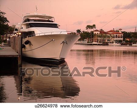 Stock Photo -  Fort Lauderdale, FL, Florida, Intracoastal Waterway, sunset. Fotosearch
