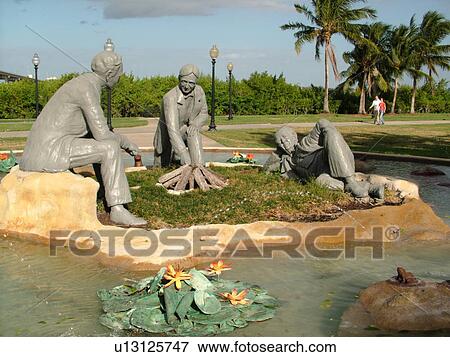 Fort Myers, FL, Florida, Centennial Park, sculpture, Uncommon Friends, Edison, Ford, Firestone, Fathers of the American Industrial Twentieth Century View Large Photo Image Stock Photo - Fort Myers, FL, Florida, Centennial Park, sculpture, Uncommon Friends, Edison, Ford, Firestone, Fathers of the American Industrial Twentieth Century. Fotosearch