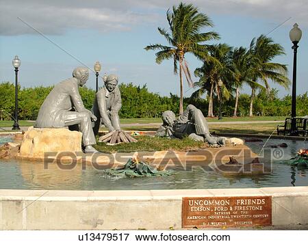 Fort Myers, FL, Florida, Centennial Park, sculpture, Uncommon Friends, Edison, Ford, Firestone, Fathers of the American Industrial Twentieth Century View Large Photo Image Stock Photo - Fort Myers, FL, Florida, Centennial Park, sculpture, Uncommon Friends, Edison, Ford, Firestone, Fathers of the American Industrial Twentieth Century. Fotosearch