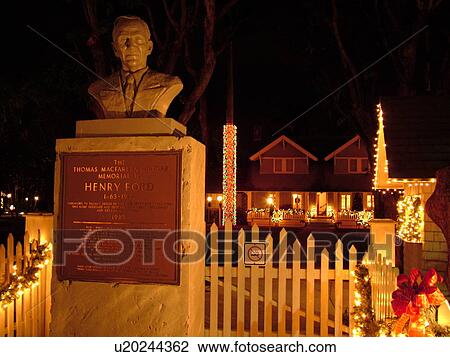Fort Myers, FL, Florida, Edison and Ford Winter Estates, Holiday House, Henri Ford's Winter Home, Christmas decorations, evening View Large Photo Image Stock Image - Fort Myers, FL, Florida, Edison and Ford Winter Estates, Holiday House, Henri Ford's Winter Home, Christmas decorations, evening. Fotosearch