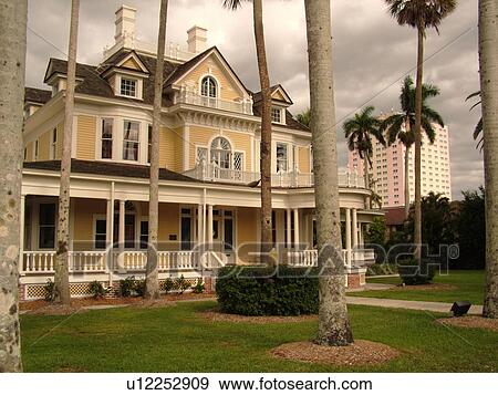 Fort Myers, FL, Florida, John T. Murphy-Burroughs Home ca. 1901, Georgian Revival Style Mansion View Large Photo Image Stock Photo - Fort Myers, FL, Florida, John T. Murphy-Burroughs Home ca. 1901, Georgian Revival Style Mansion. Fotosearch