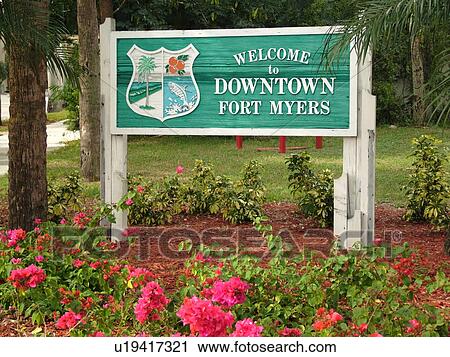 Fort Myers, FL, Florida, Welcome to Downtown Fort Myers sign View Large Photo Image Stock Image - Fort Myers, FL, Florida, Welcome to Downtown Fort Myers sign. Fotosearch