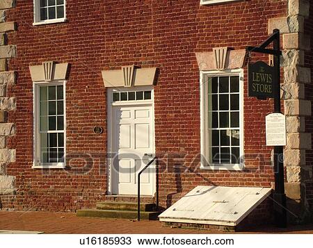 Stock Image -  Fredericksburg, VA, Virginia, Historic Downtown, Caroline Street, Lewis Store. Fotosearch