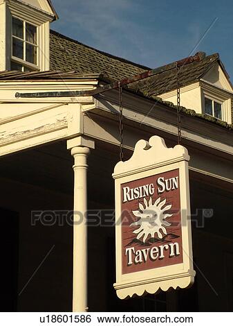 Stock Photograph -  Fredericksburg, VA, Virginia, Historic Downtown, Caroline Street, Rising Sun Tavern. Fotosearch