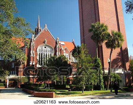 Stock Image -  Gainesville, FL, Florida, UF, University of Florida, Century Tower, University Auditorium Campus. Fotosearch