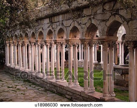 Genoa, Italy, Genova, Liguria, Europe, Saint' Andrea 12th-Century Cloisters in the city of Genoa. View Large Photo Image Stock Image - Genoa, Italy, Genova, Liguria, Europe, Saint' Andrea 12th-Century Cloisters in the city of Genoa.. Fotosearch