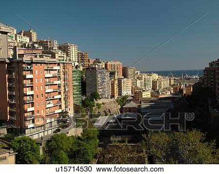 Genoa, Liguria, Italy, Genova, Europe, The city of Genoa along the Ligurian Sea. View Large Photo Image Stock Image - Genoa, Liguria, Italy, Genova, Europe, The city of Genoa along the Ligurian Sea.. Fotosearch