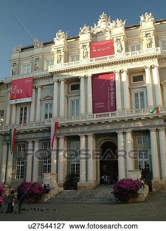 Stock Photo -  Genoa, Liguria, Italy, Genova, Europe, Palazzo Ducale in Piazza de Ferrari in the city of Genoa.. Fotosearch