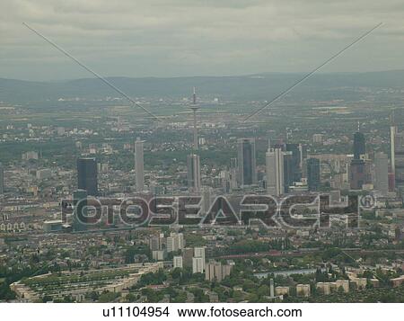 Germany, Frankfurt, Europe, Aerial view of the city of Frankfurt from an airplane. View Large Photo Image Picture - Germany, Frankfurt, Europe, Aerial view of the city of Frankfurt from an airplane.. Fotosearch