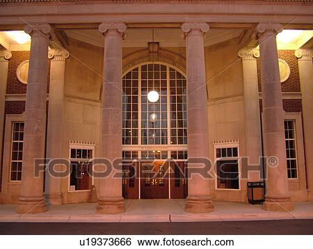 Stock Photograph -  Greensboro, NC, North Carolina, The Depot, J. Douglas Galyon Depot, Greensboro Transit Authority, bus terminal, evening. Fotosearch