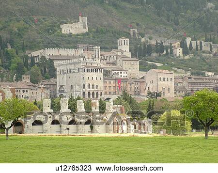 Gubbio, Umbria, Italy, Europe, Scenic view of the medieval town of Gubbio. View Large Photo Image Stock Image - Gubbio, Umbria, Italy, Europe, Scenic view of the medieval town of Gubbio.. Fotosearch