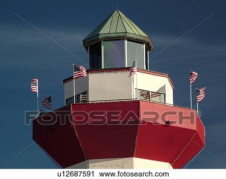 Hilton Head Island, SC, South Carolina, Harbour Town, Sea Pines, Harbour Town Yacht Basin, red and white striped lighthouse View Large Photo Image Stock Image - Hilton Head Island, SC, South Carolina, Harbour Town, Sea Pines, Harbour Town Yacht Basin, red and white striped lighthouse. Fotosearch