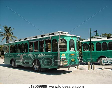 Stock Photo -  Holmes Beach, FL, Florida, Anna Maria Key, Manatee Trolley Bus, Manatee County Area Transit. Fotosearch